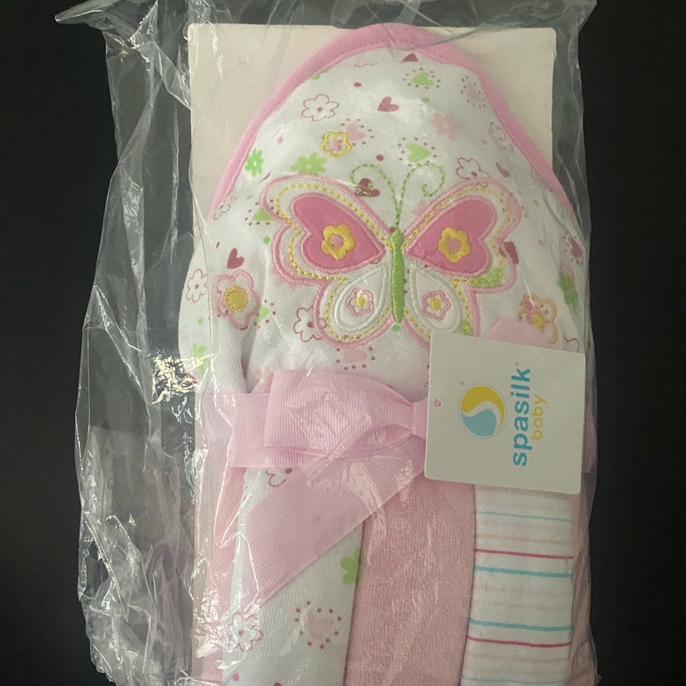 Spasilk Baby Hooded Towel with Butterfly Design